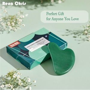 Rena Chris Green Jade Gua Sha Facial Tool, NEW